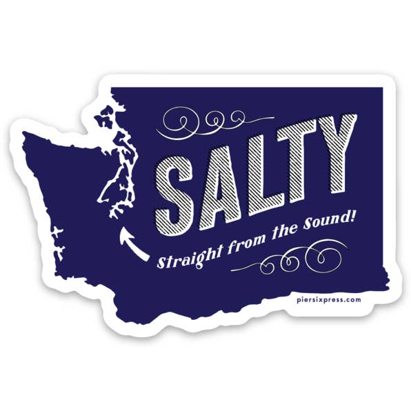 Pier Six Press – wholesale Sticker – Washington State Salty Sticker1