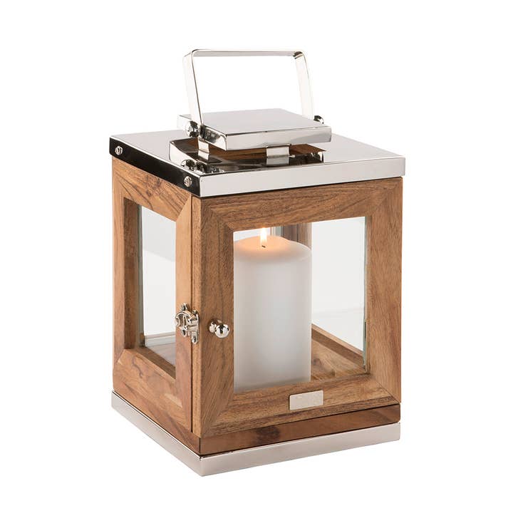 FINK Living - Wholesale Lantern - TOLEDO Acacia Lantern +stainless steel M.handle/h.25, B.180