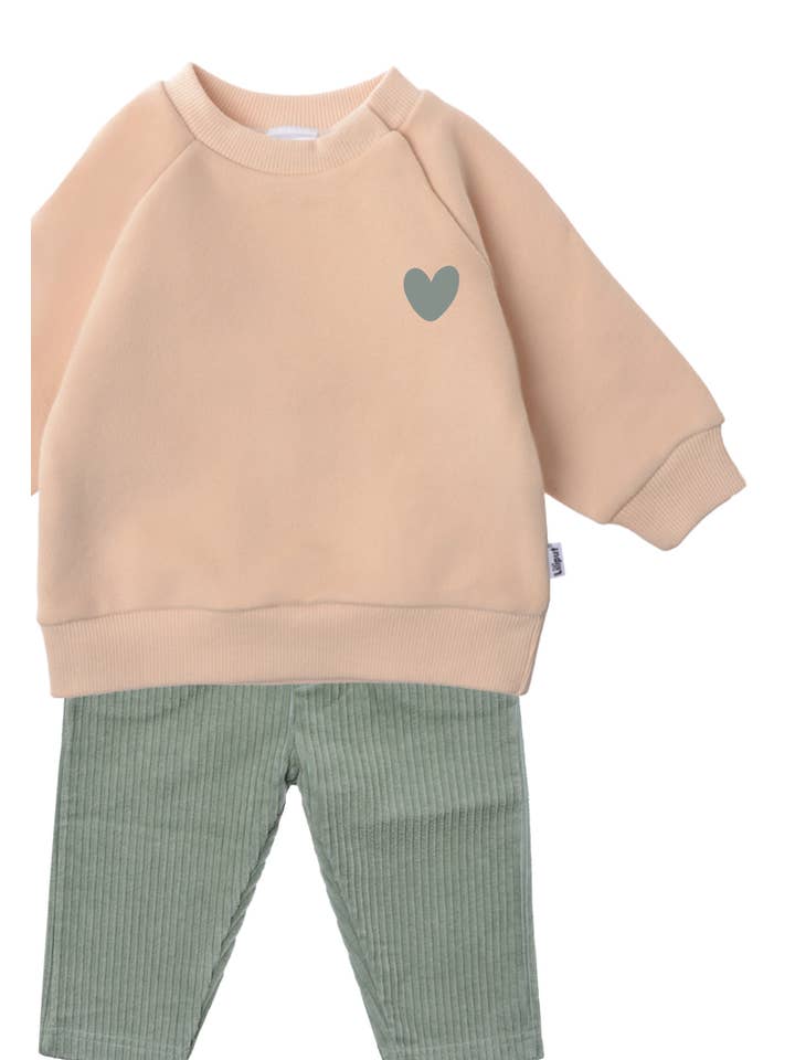 Liliput - Wholesale Top & Pant Set - Kids - 2-piece set with sweatshirt in beige and corduroy pants in reed1