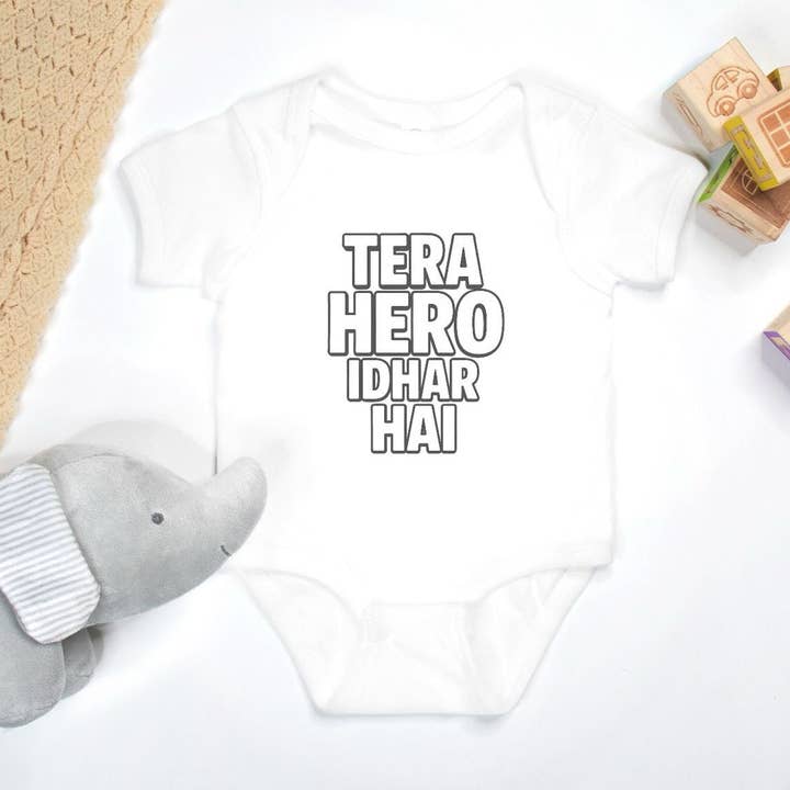 "Tera Hero Idhar Hai" Babybody - Vit för wholesale av Smriti Designs Gift Shop