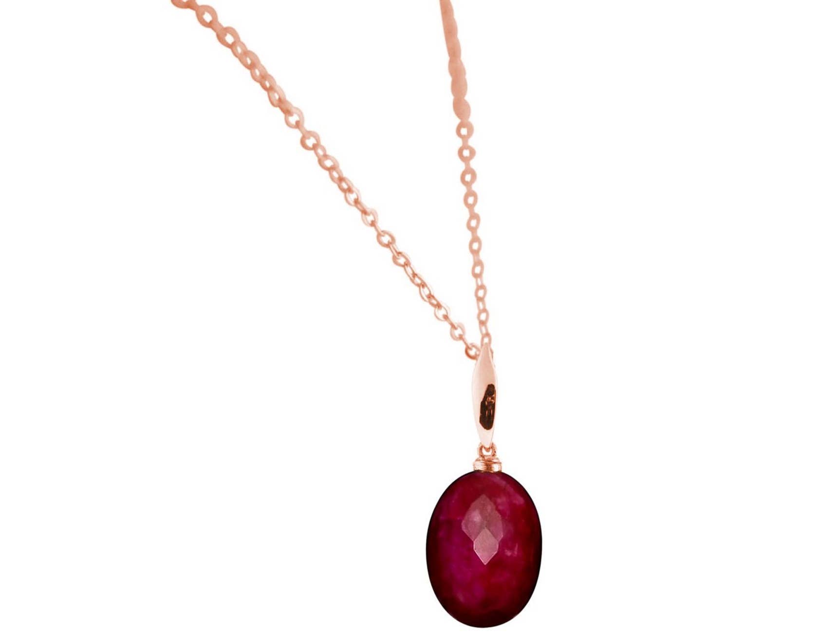REMOVED BRAND - Wholesale Pendant/Charm Necklace - Gemshine Oval 3-D Red Ruby Gemstone Necklace2