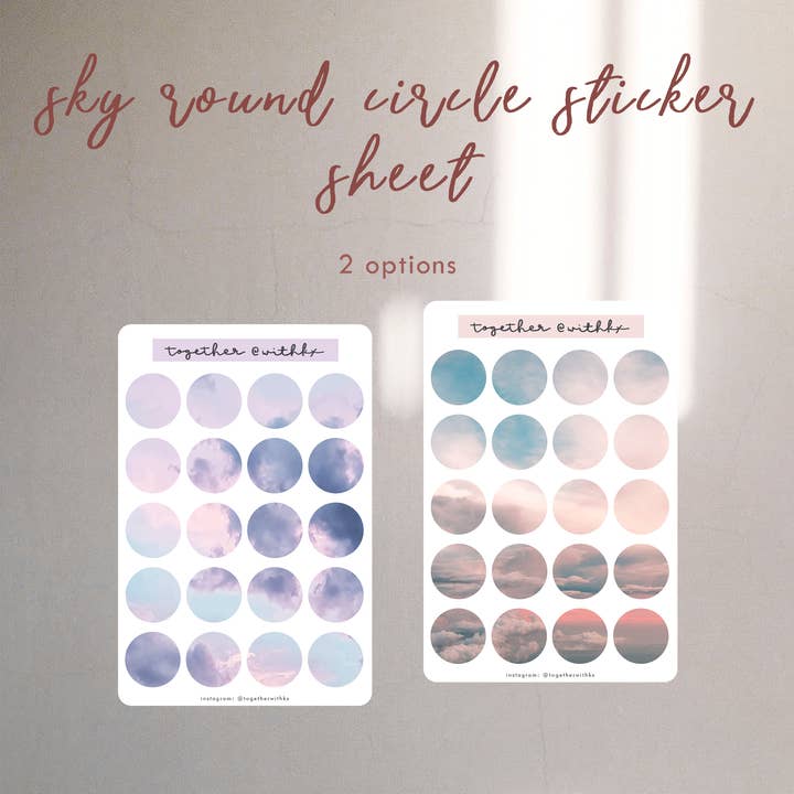 Sky Round Circle Sticker Sheet for wholesale by togetherwithkx