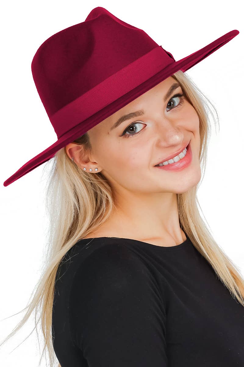 Cap Zone - Vente Chapeau en feutre – unisexe - Chapeau d'éleveur en feutre monochrome à large bord et nœud plat3