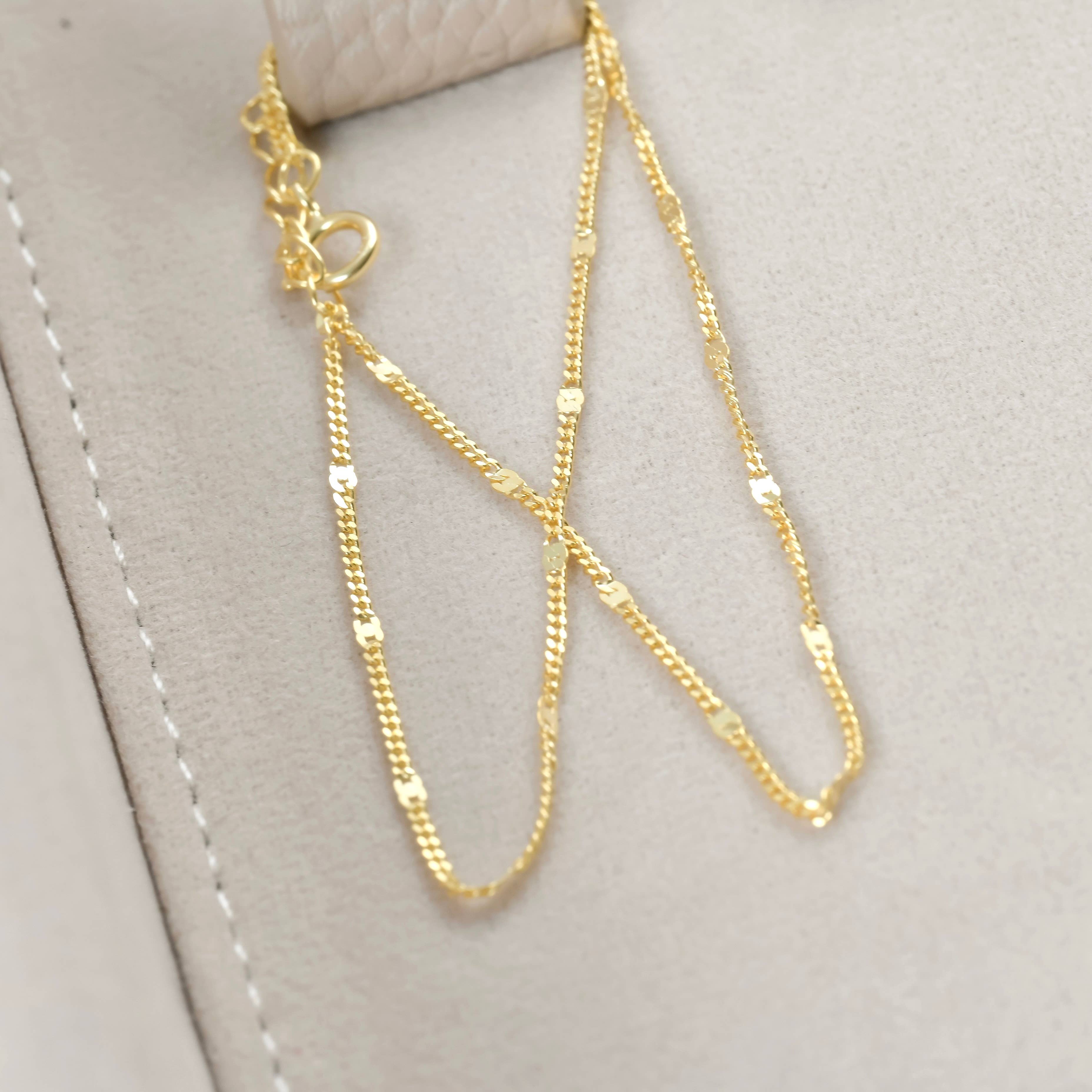 Blueyejewelry - Vente Bracelets maillon et chaîne - Bracelet à paillettes Dainty - Bracelet en argent sterling superposé3