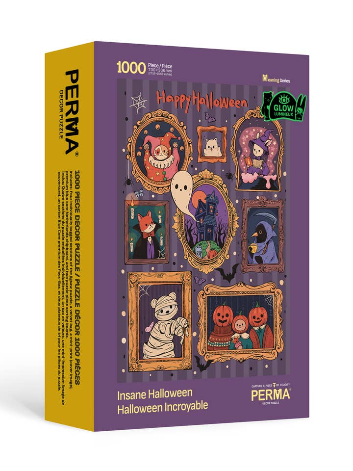 ‼️FØL DET UHYGGELIGE‼️Glødeffekt PERMA 1000 STK DEKORATION PUSLESPIL VANVITTIG HALLOWEEN for engroshandel hos PERMA PUZZLE