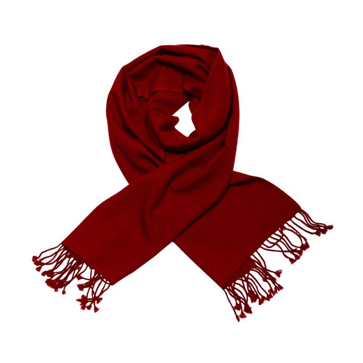 Luxuriöse Eleganz: Handgewebter 2-fädiger Cashmere-Schal in Kirschrot für den Großhandel von Shirin Sehan