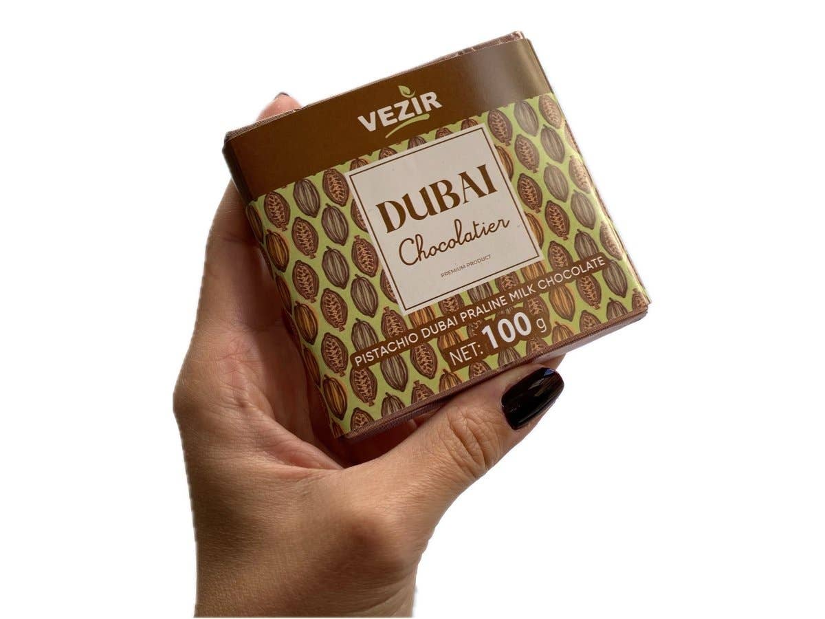 Aladdin - Vente Barre chocolatée - Vezir Praliné Pistache Chocolat Dubaï 100g Turc Halal5