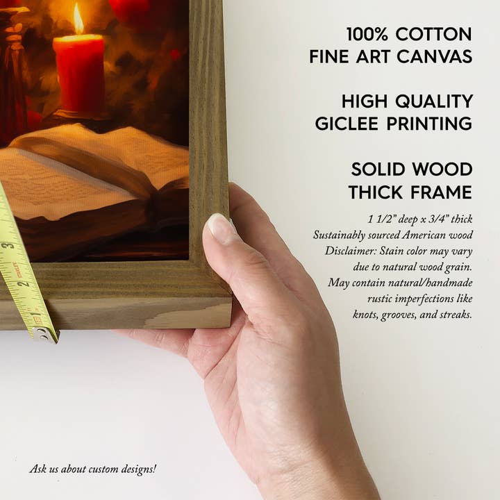 Hangout Home - Wholesale Art Print - Santa Reading a Book - Santa Canvas Art - Wood Framed Decor1