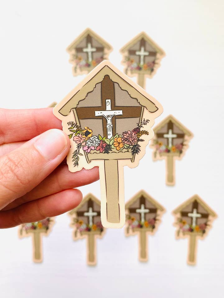 Jesus Garden Shrine Sticker for wholesale by Oh Clement! Catholic Goods
