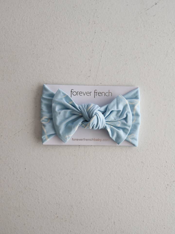 Fascia per la testa in bambù | Fiocchi blu per la vendita all'ingrosso da parte di Forever French Baby