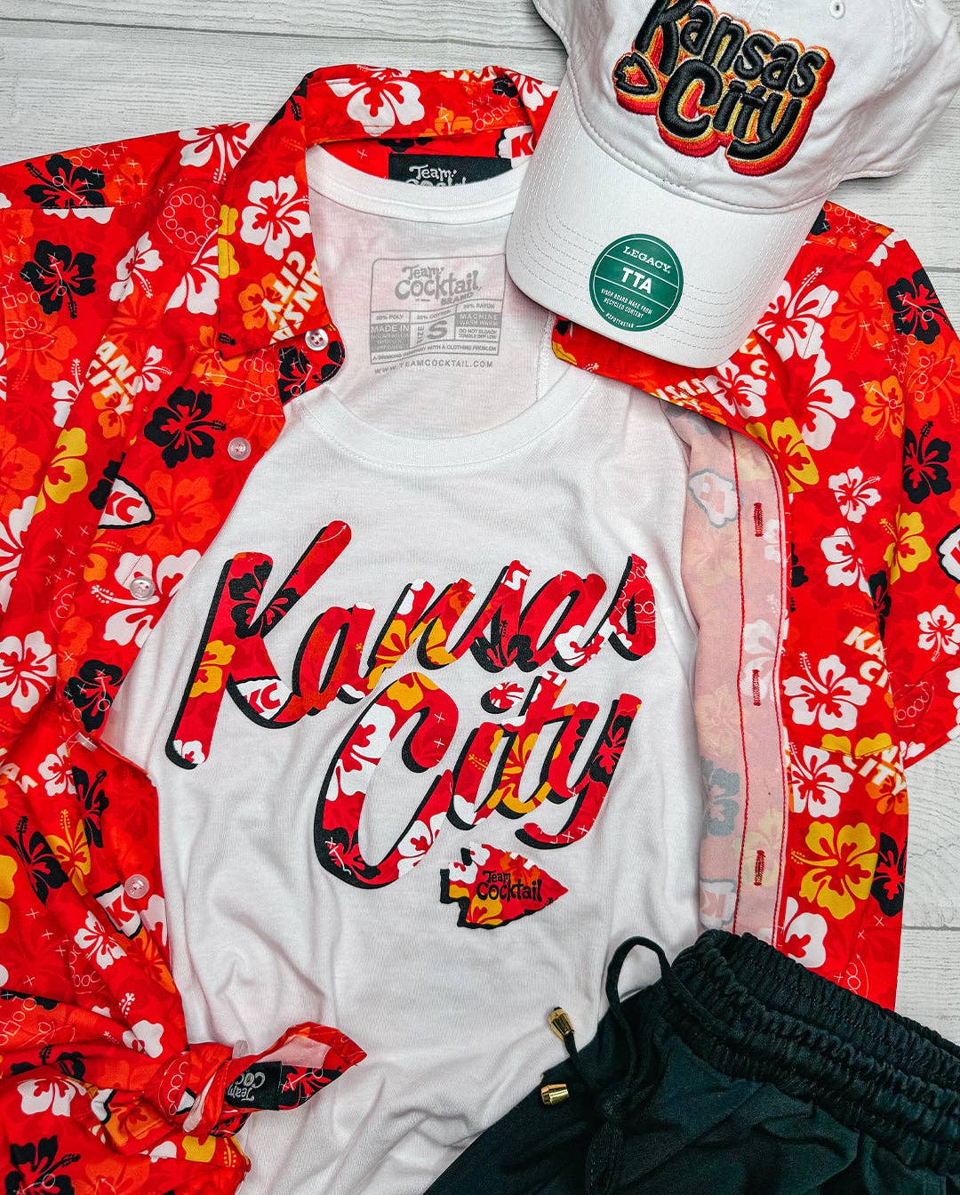 Team Cocktail - Wholesale Tank Top - Women's - Kansas City Floral Text Ladies Triblend Tank-Top5