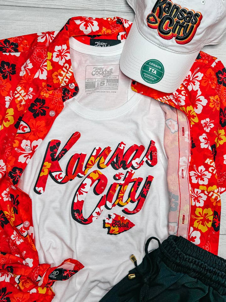 Team Cocktail - Wholesale Tank Top - Women's - Kansas City Floral Text Ladies Triblend Tank-Top5