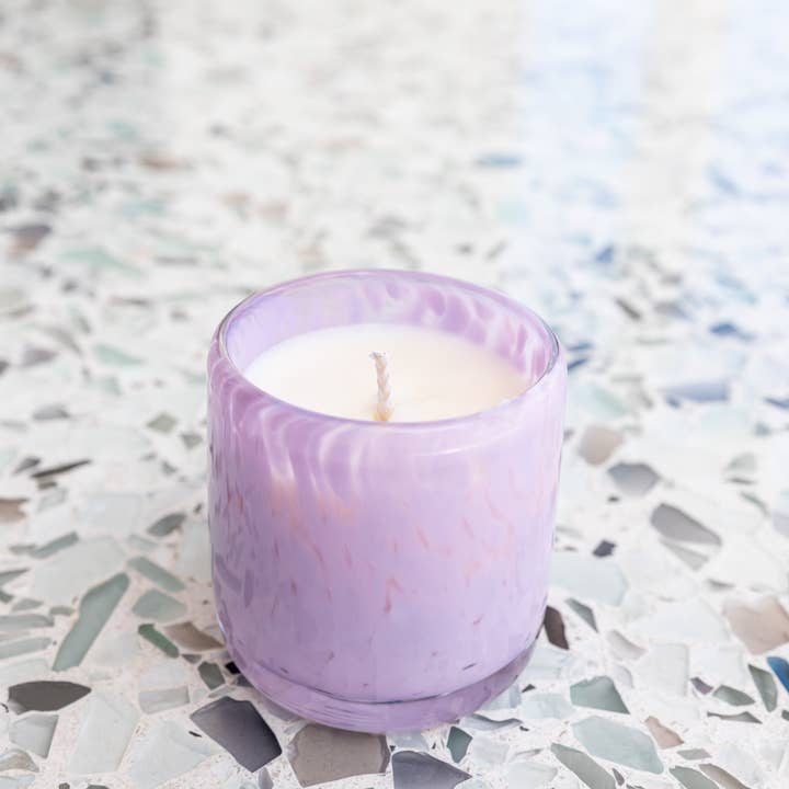 Lavender Hand Blown Candle for wholesale by Melt Glass Studios
