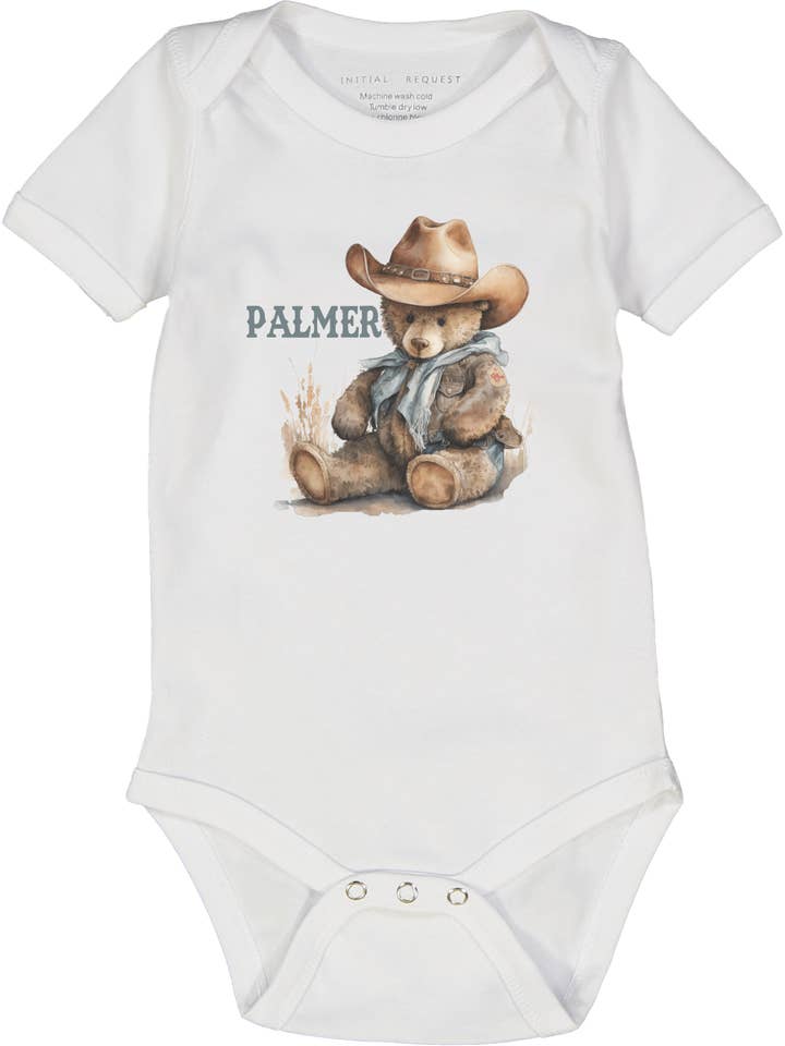White Teddy Bear Cowboy Personalized ss Body Personalized for wholesale on Faire