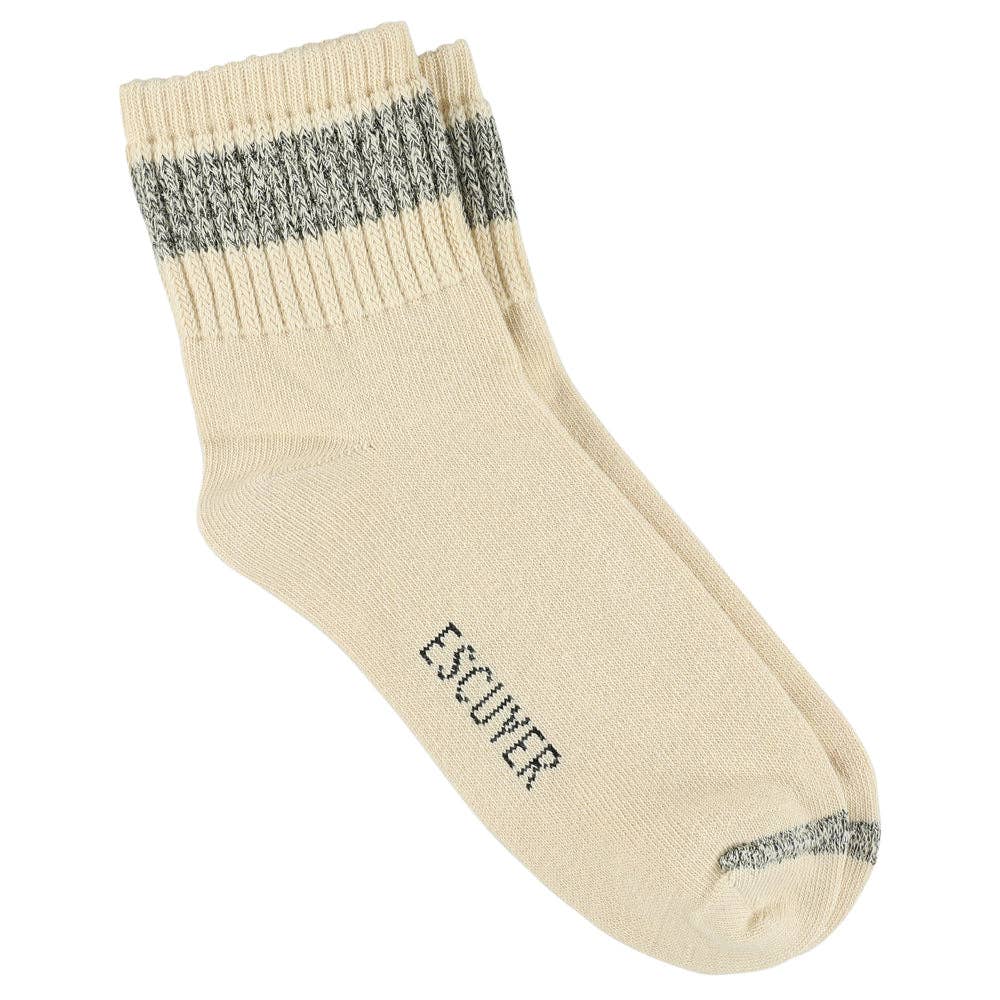 ESCUYER - Wholesale Socks - Women's - Women Lurex Ankle Socks - Ecru / Black0