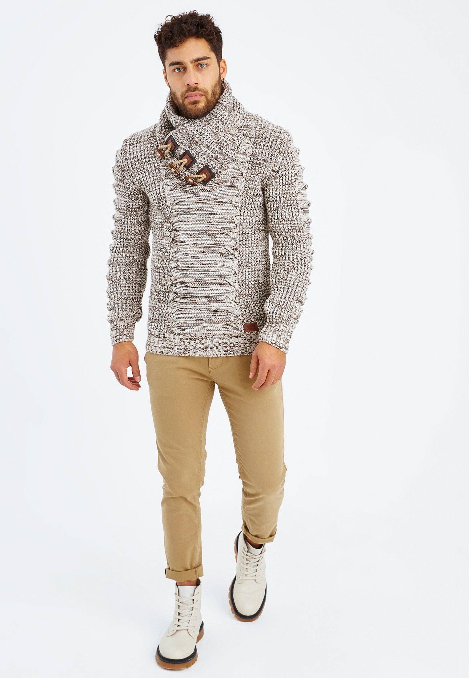 Leif Nelson GmbH - Wholesale Knit Sweater - Men's - Men's Knit Sweater Chunky Knit Shawl Collar LN-557534