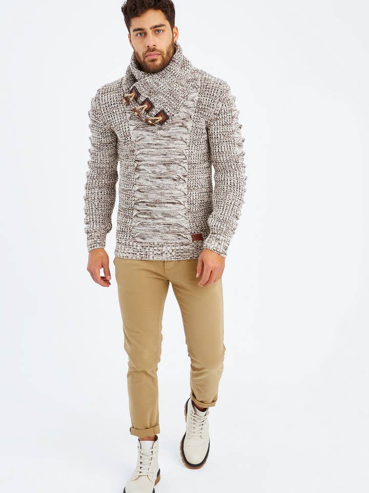 Leif Nelson GmbH - Wholesale Knit Sweater - Men's - Men's Knit Sweater Chunky Knit Shawl Collar LN-557534