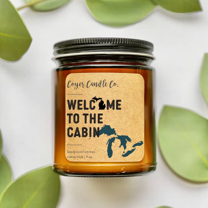 Coyer Candle Co. - Wholesale Jar/filled candle - 9 oz. Smoked Jar - Michigan | Welcome...Kraft label6