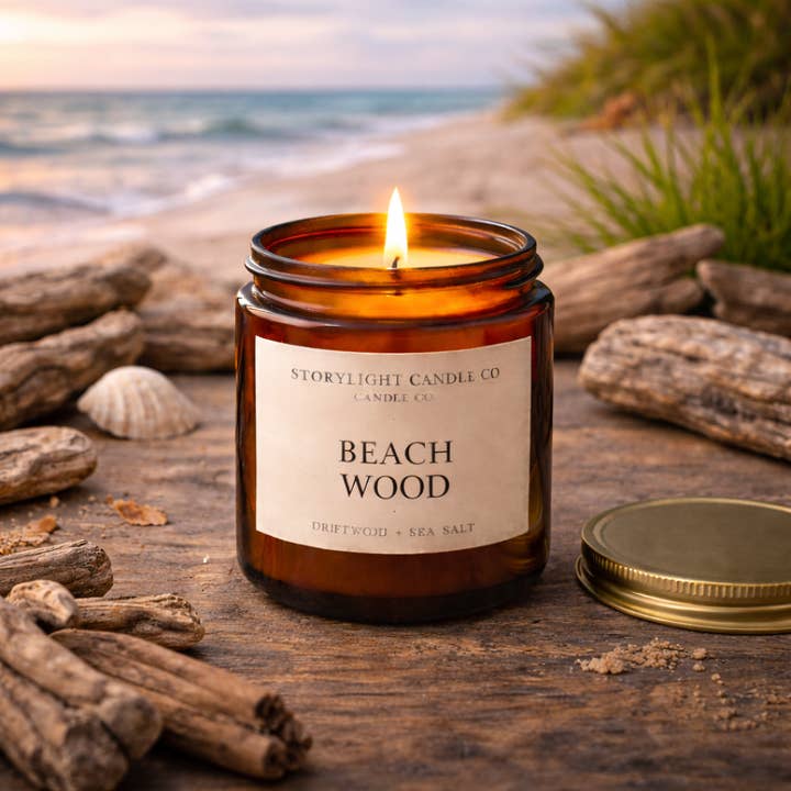 Beach Wood - Premium Coconut Apricot Wax Candle - Handmade Small Batch for wholesale by Storylight Candle Co