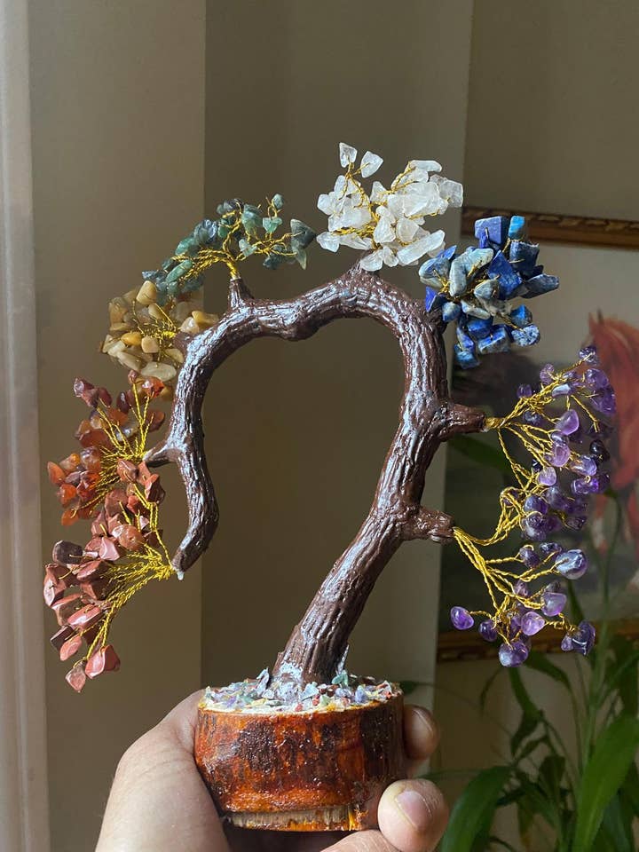 Árvore de Pedras Preciosas dos Sete Chakras, Árvore de 300 pedras, Árvore em forma de coração por atacado de jiomind