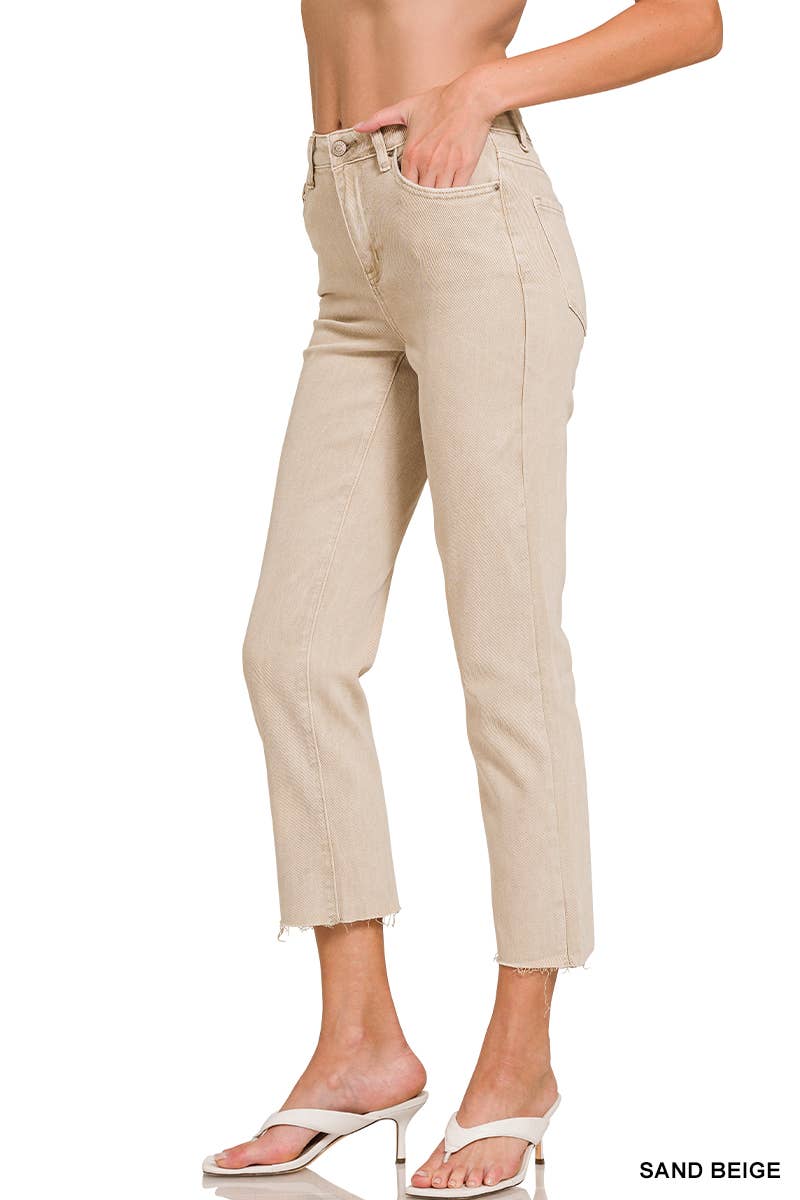 42POPS – wholesale Jeans - Dam – SI-26532 Syra Tvättade Högmidjade Croppade Raka Byxor16