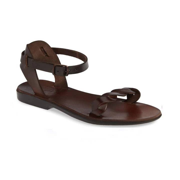 Arden - Leather Ankle Strap Sandal | Brown for wholesale by Jerusalem Sandals