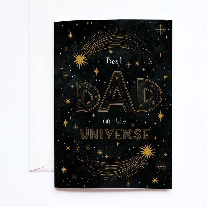 Carte de fête des pères « Meilleur père de l'univers » pour la vente par Deborah Panesar