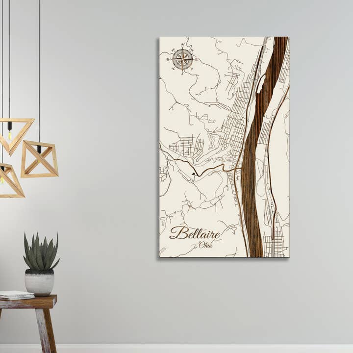 Ohio : Carte des rues de Bellaire pour la vente par Fire & Pine