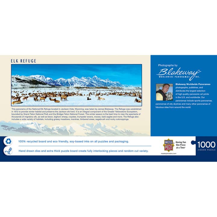 Masterpieces Puzzles - Wholesale Puzzle - Adult - Elk Refuge 1000 Piece Panoramic Puzzle
