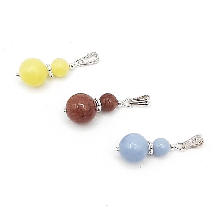 x3 Anhänger Silber 925 Naturstein 6mm und 10mm für den Großhandel von Gemme Variation