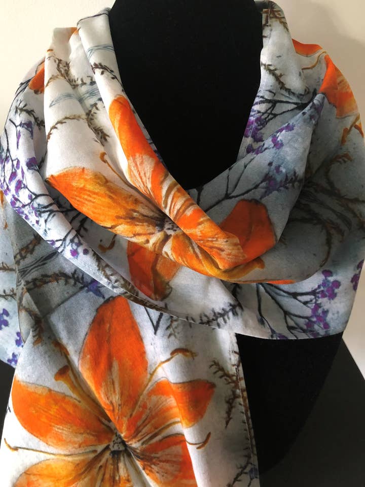 Day Lilies Cotton Scarf for wholesale by NINA J