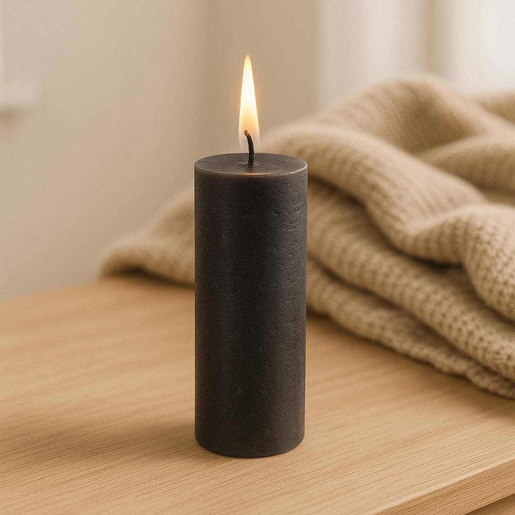 NHP International - Wholesale Pillar Candle - Black Cleybergh rustic candles 3,2x10cm2