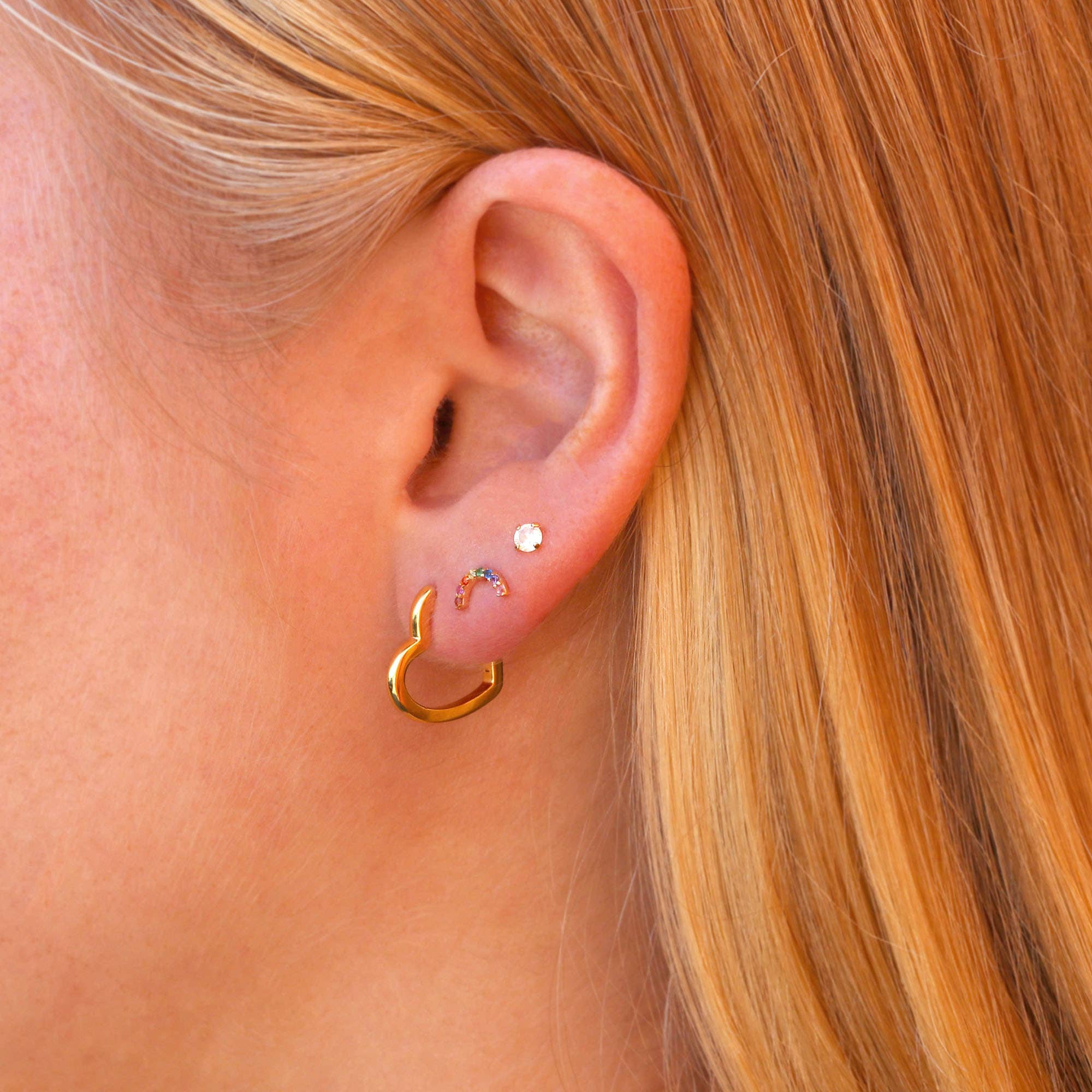 Kris Nations - Wholesale Huggie Earrings - Open Heart Hinged Huggie Hoops 18K Gold Vermeil 15mm Heart Shaped Hoops Hinge Closure Nickel Free Hypoallergenic Ships from CA3