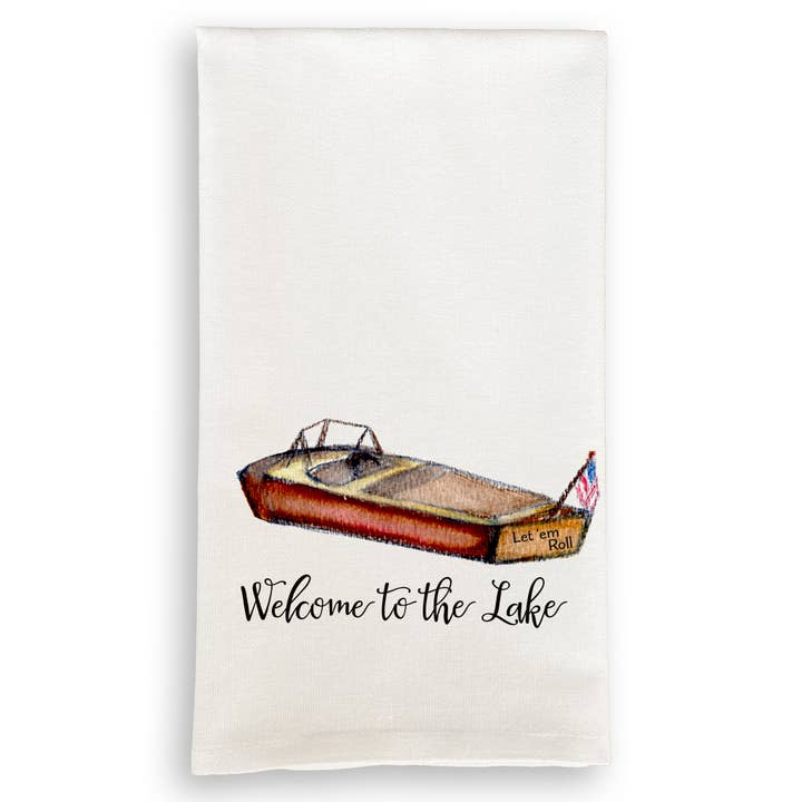 Classic Boat with Welcome to the Lake for wholesale by French Graffiti