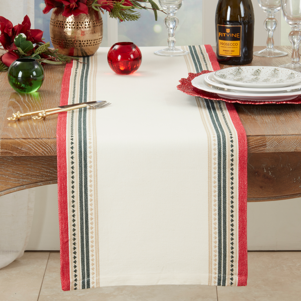 Fennco Styles - Wholesale Table Runner - Dobby Christmas Trees Table Runner - 13"W x 72"L0
