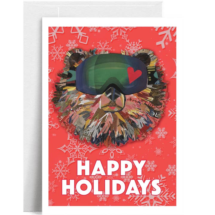 "Bear Happy Holidays Red" – Festive Winter Greeting Card for wholesale by Lilybart LLC