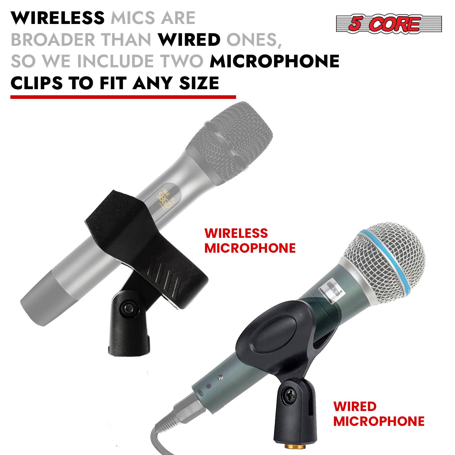 K Cube Inc - Wholesale Music Accessory - 5Core Microphone Stand Round Base Adjustable Mic Mount5