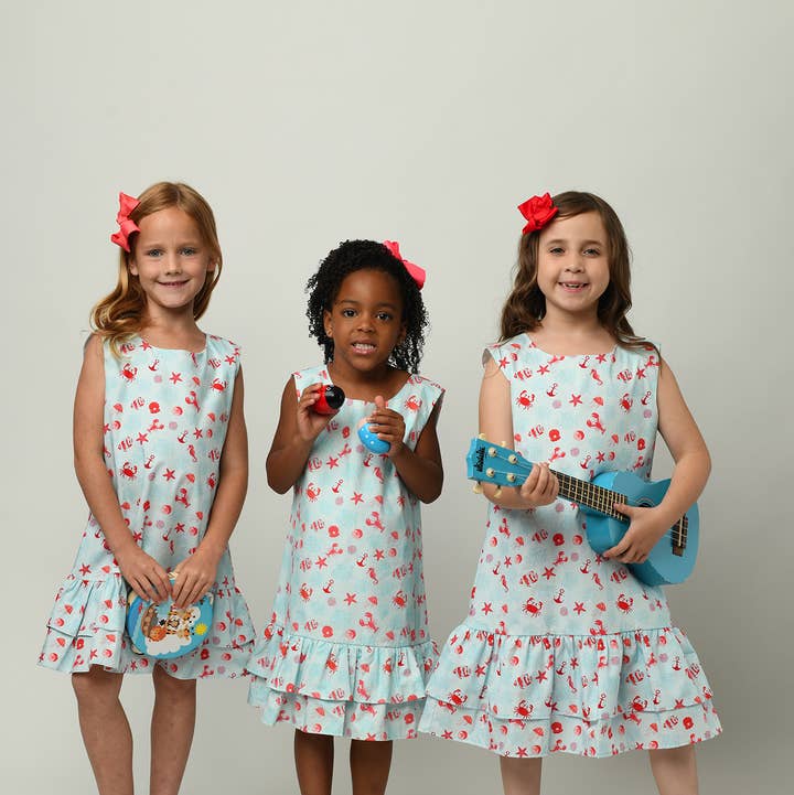 Minna - Wholesale Dress - Kids - Drop waist Dress - Summertime at the Cape Sea Creatures2