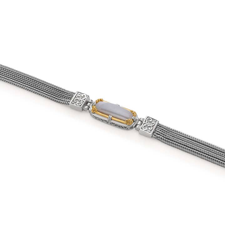 East-West Gray Moonstone Bracelet with 18k Gold Vermeil for wholesale by Anatoli Jewelry