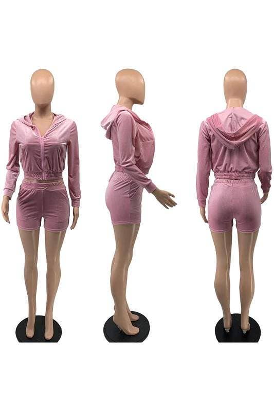 Flarix - Wholesale Top & Skirt Set - Women's - velour jacket shorts set6