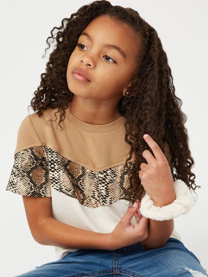 Smithsonian Snake Paneled Color Block Knit Top for wholesale by Hayden LA