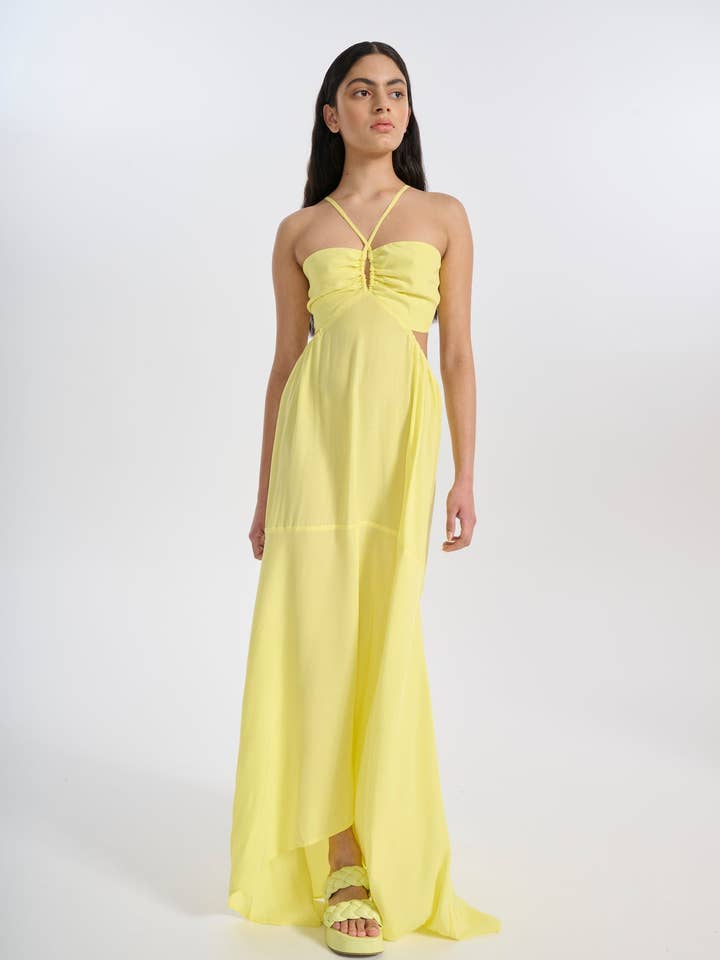 ABITO CON TAGLIO A LOTO - GIALLO PASTELLO per la vendita all'ingrosso da parte di Oli and Kubo