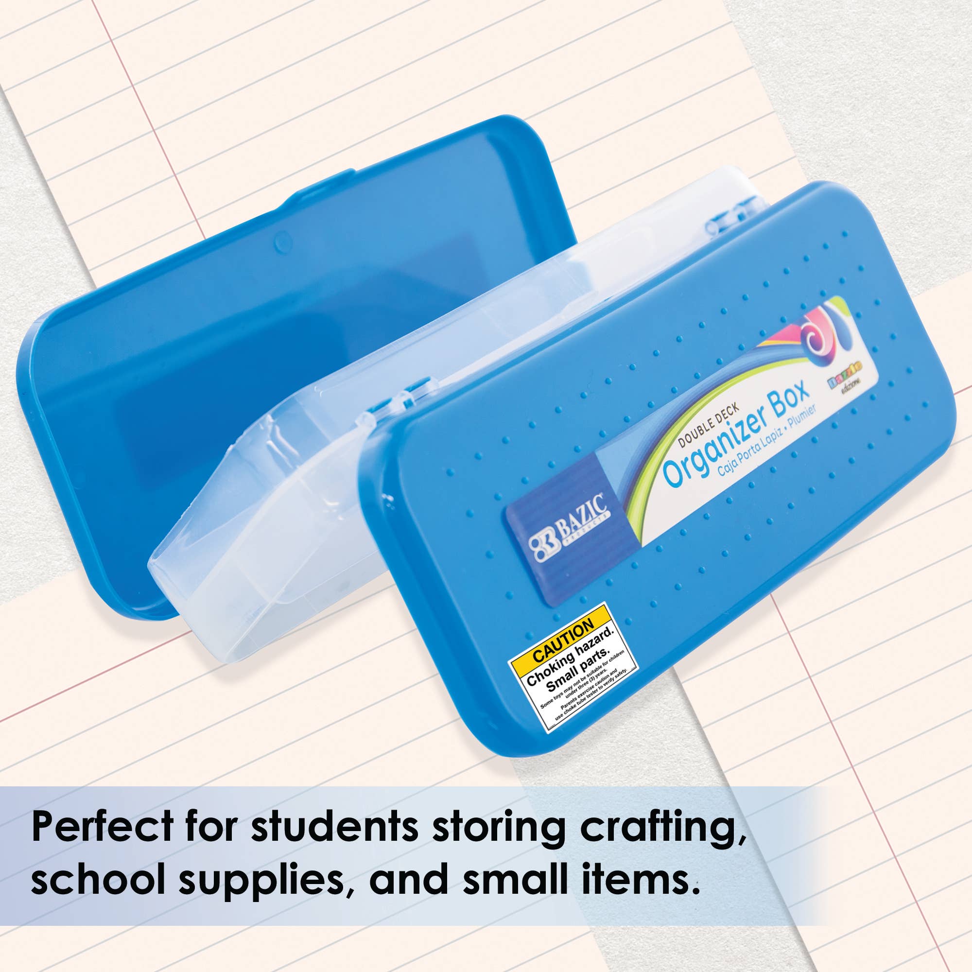 BAZIC Products - Wholesale Pencil Case/Pouch - Pencil Case 8" Bright Color Double Deck Organizer Box4