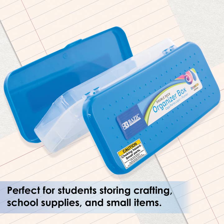 BAZIC Products - Wholesale Pencil Case/Pouch - Pencil Case 8" Bright Color Double Deck Organizer Box4