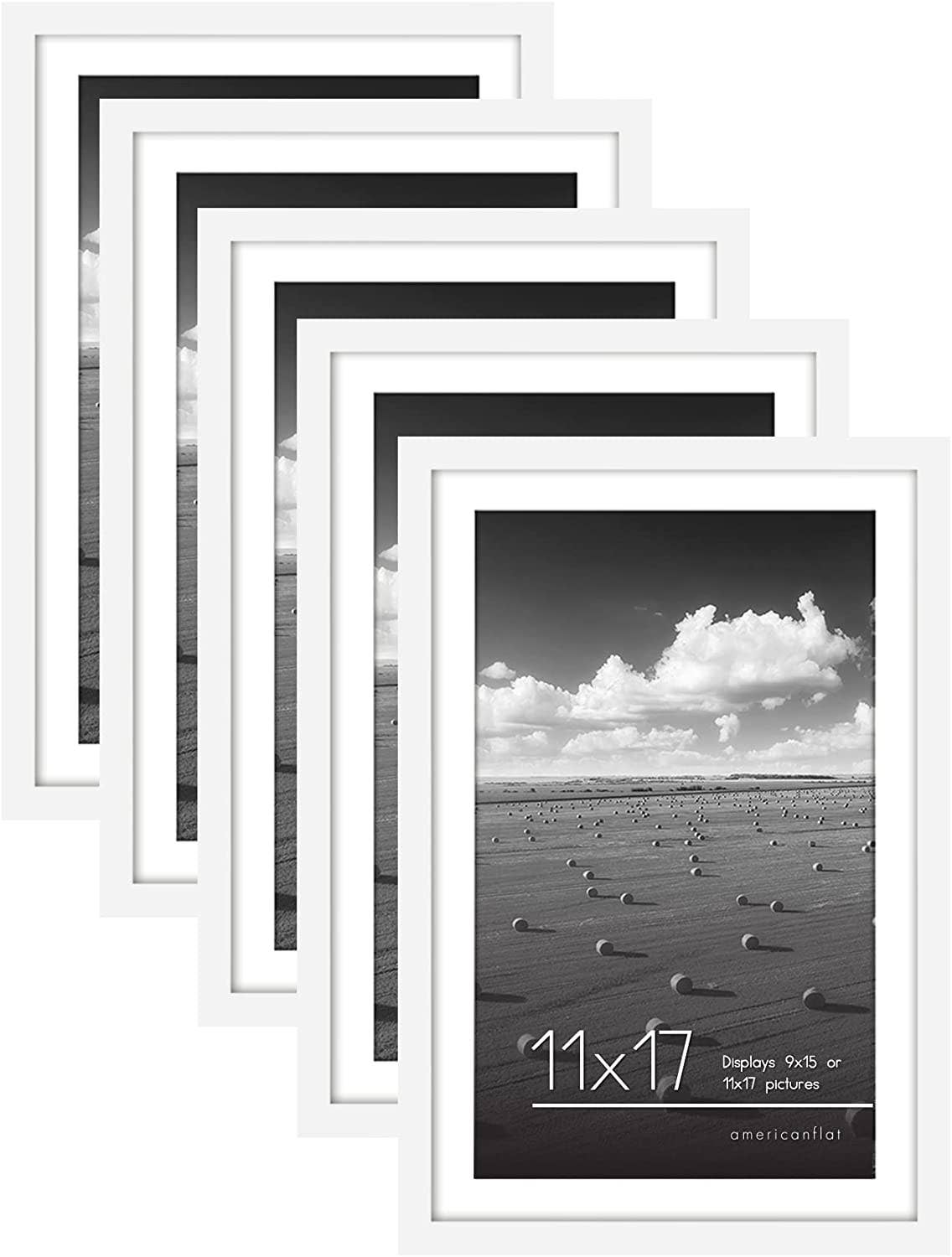 Americanflat - Wholesale Picture Frame - Americanflat Picture Frame with Mat Slim Molding (5 Pack)137