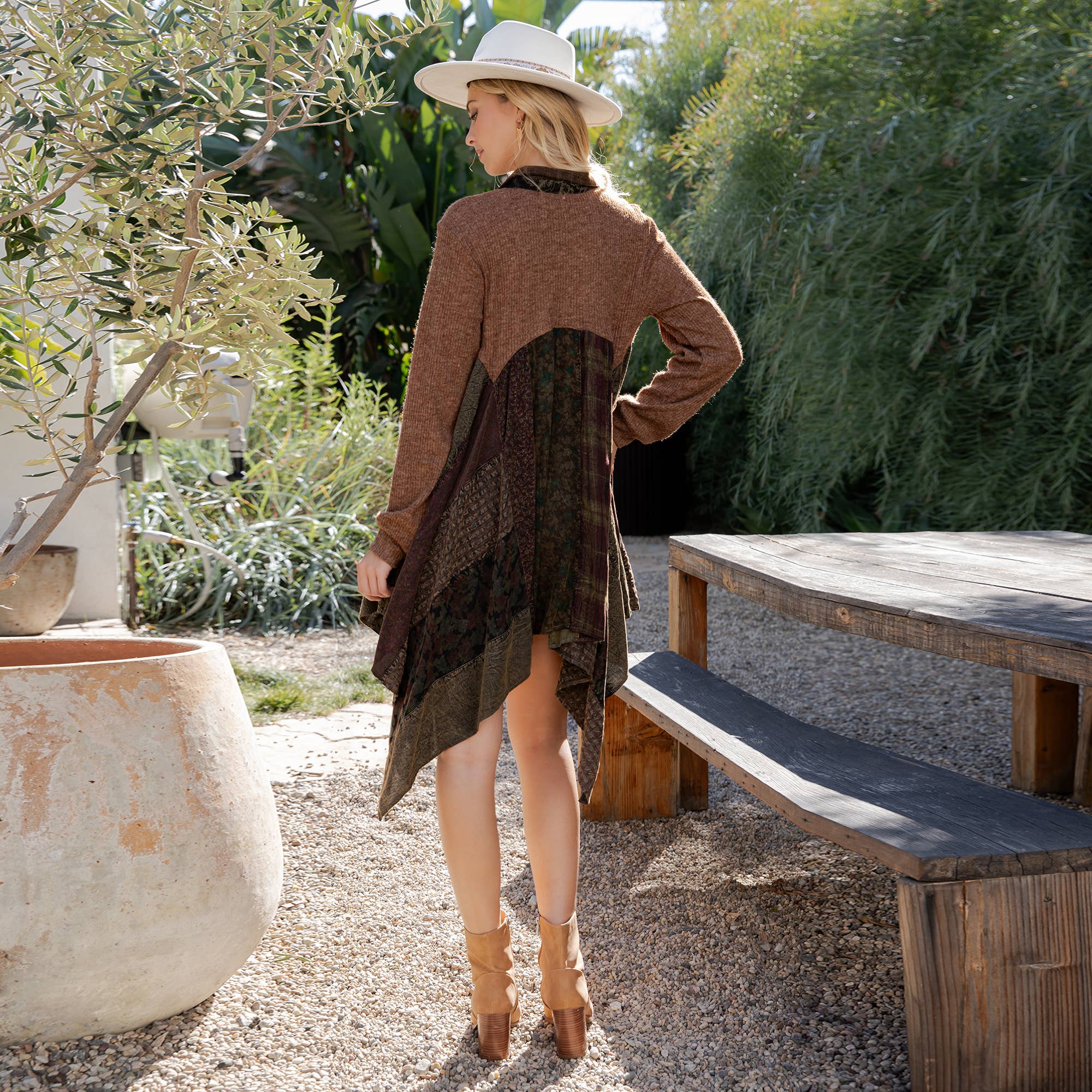 Amber Luxe Shacket Dress in Cozy Knit Blend & Vintage Checks for wholesale on Faire2