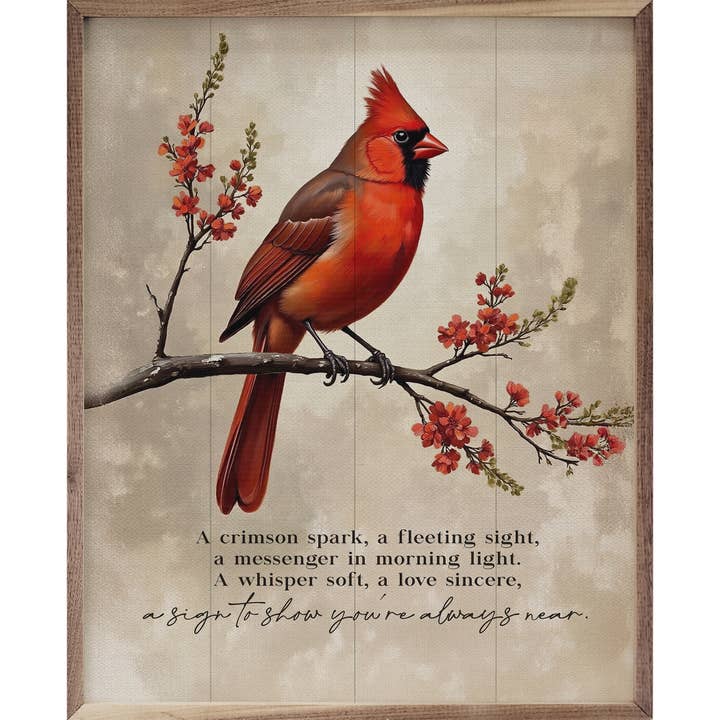 Kendrick Home - Wholesale Wood Wall Art - A Sign You're Always Near Cardinal