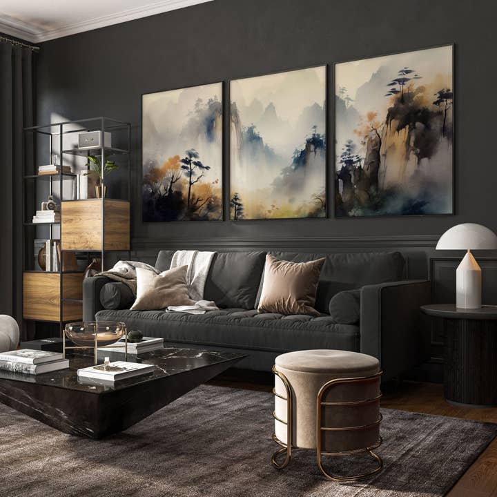 Decorazioni da Parete per Soggiorno Moderne | Set di 3 Stampe d'Arte da Parete Ispirate all'Asia per la vendita all'ingrosso da parte di About Wall Art