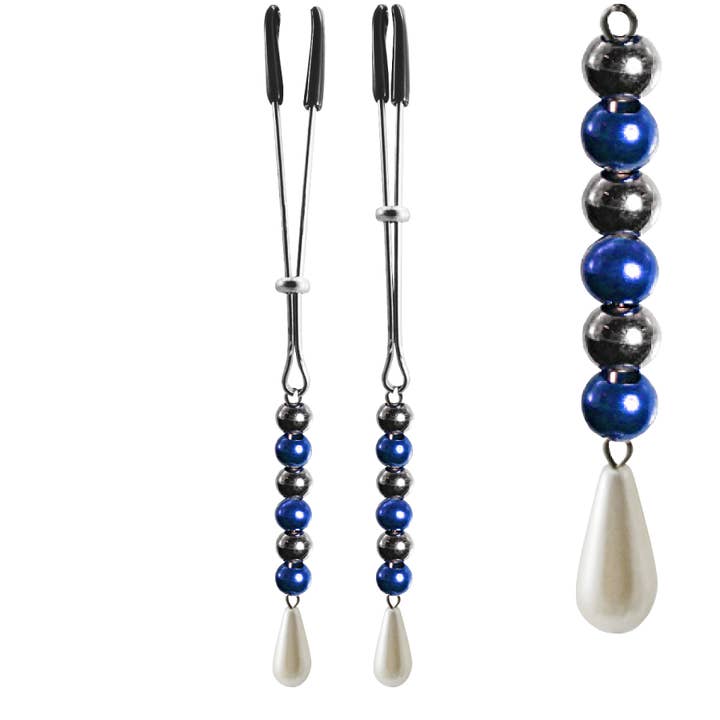 Bröstvårtan clamptWeezer med anodiserade Pärlor Pearl - blå för wholesale av Bijoux De Nip