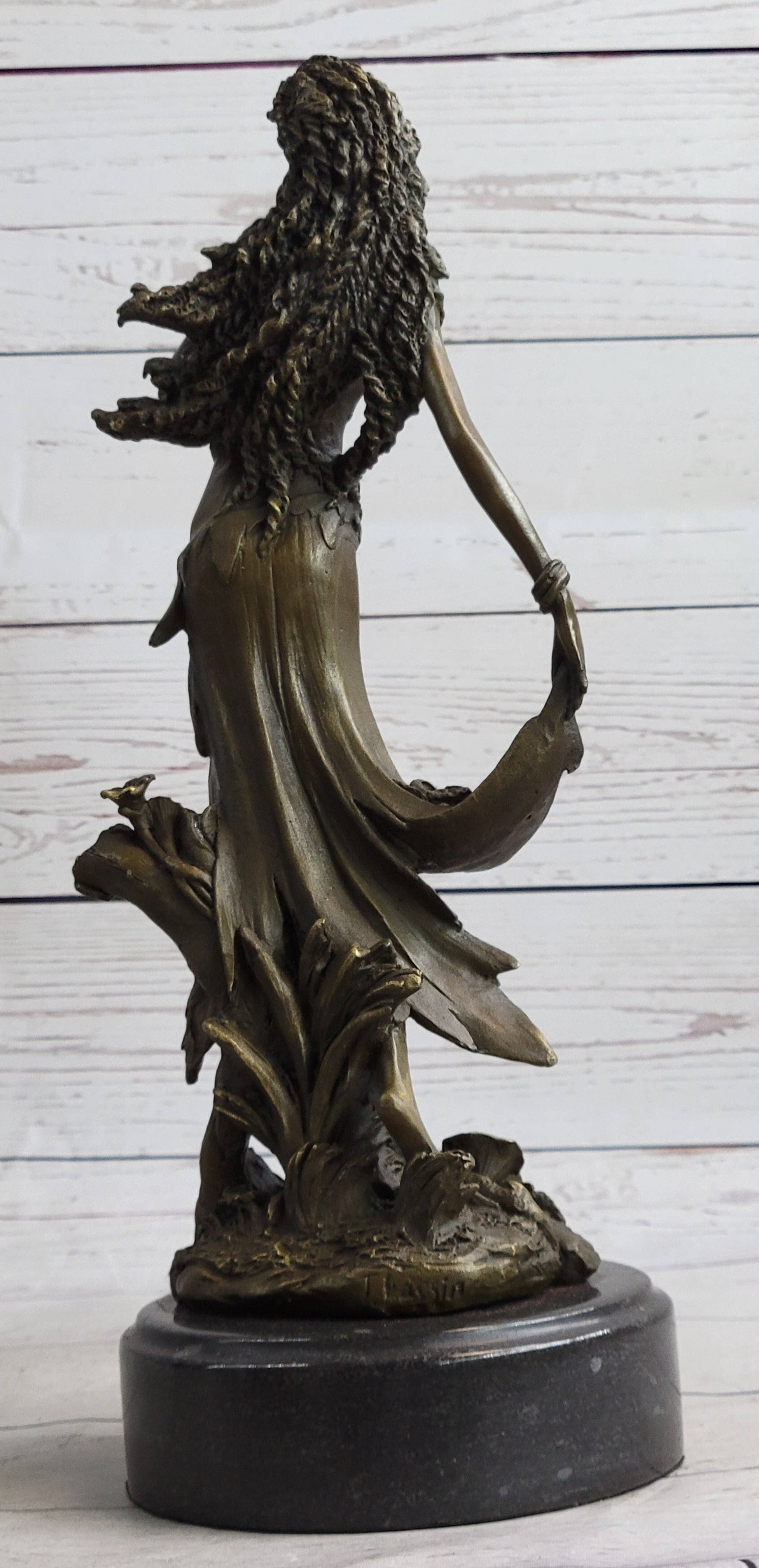 Bronzhaus - Wholesale Sculpture - Gaia Earth Mother Nymph Female Figure Bronze Sculpture Statue on Marble Base3